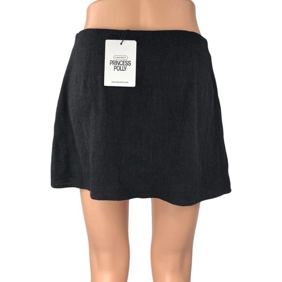 NEW Princess Polly Selby Womens Black Zip High Waisted A Line Mini Skirt Size 8 - Picture 3 of 6